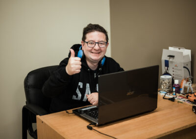 Man working on laptop